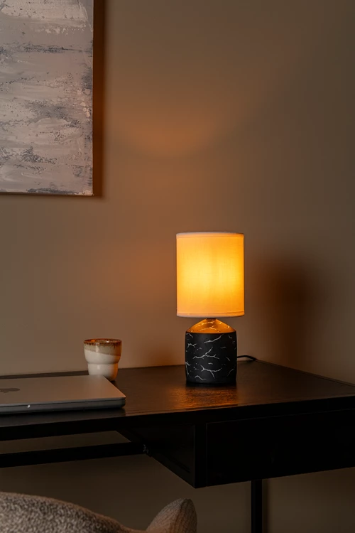 Lucide FRAN - Lámpara de mesa - Ø 13 cm - 1xE14 - Negro - Essential - ambiente 1